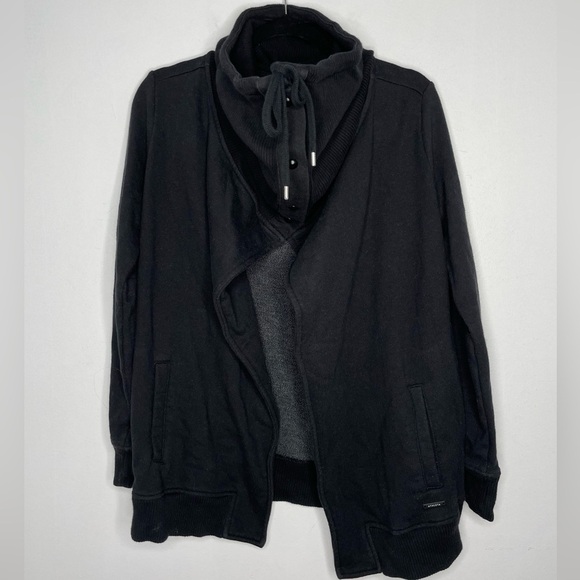 ATHLETA wrapper delight black cowlneck cardigan - Picture 2 of 12